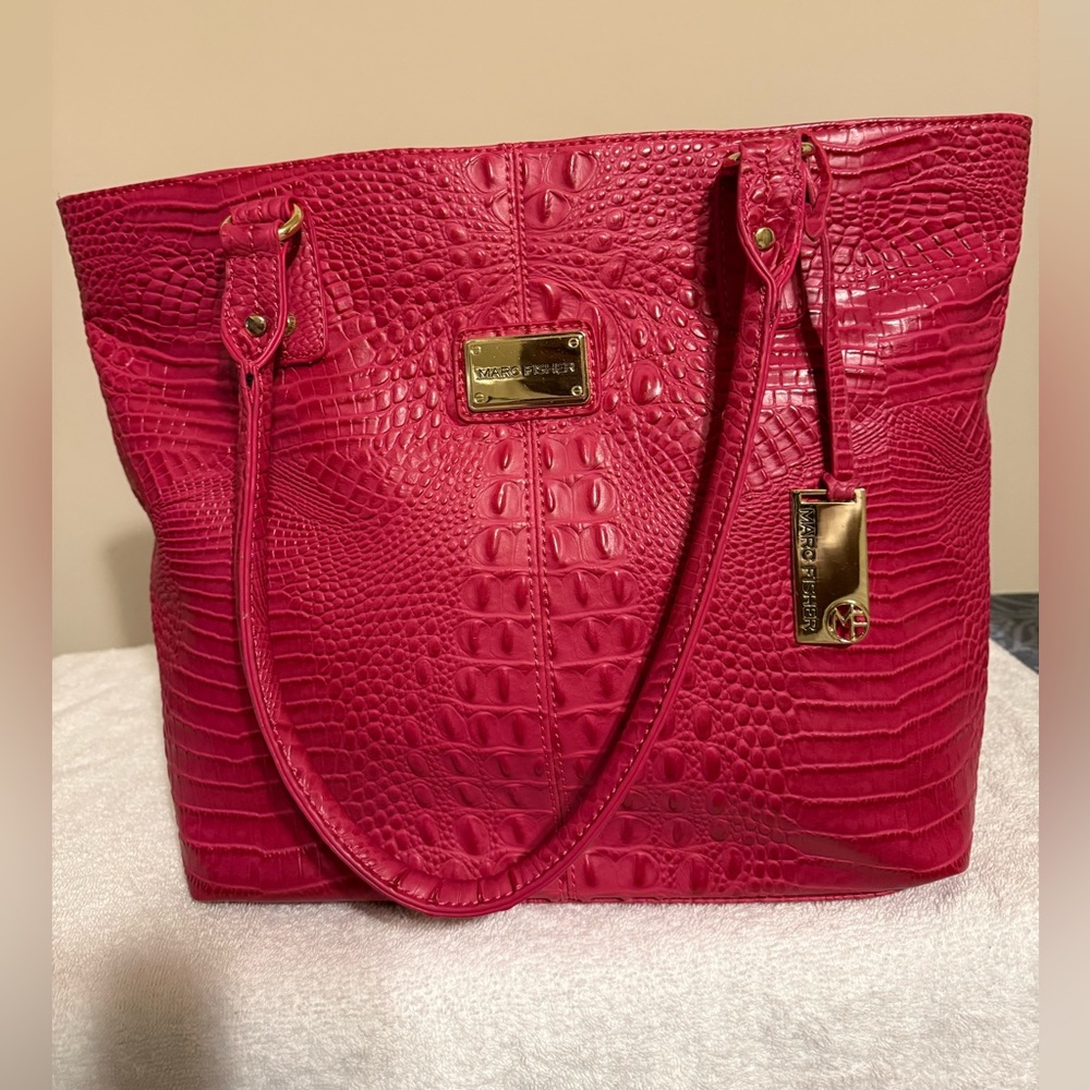 Marc Fisher Red Croc Faux Leather Bag